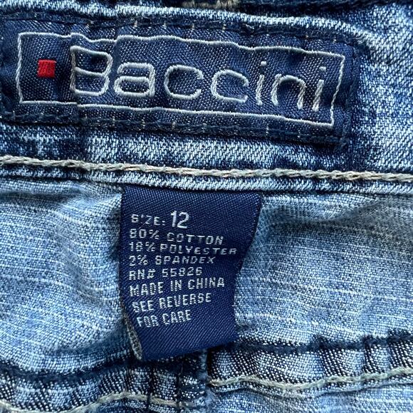 Vintage Denim Maxi Skirt Baccini Womens 12 Distressed Boho Festival 90s Y2K - Picture 8 of 13